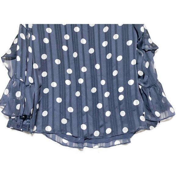 Chicos Polka Dot Pleat-Sleeve Top Women's Size 1P (8 Medium Petite) Loose Fit - Picture 5 of 7